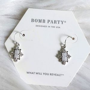 NWT Bomb Party Lab-Created White Ice Crystal .925 Solid Sterling Silver Earrings